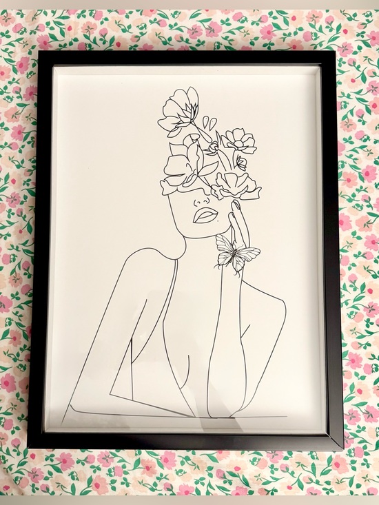 Other - Bundle Set (2) - Minimalist Line Art - Woman Flowers Butterfly- Art Decor